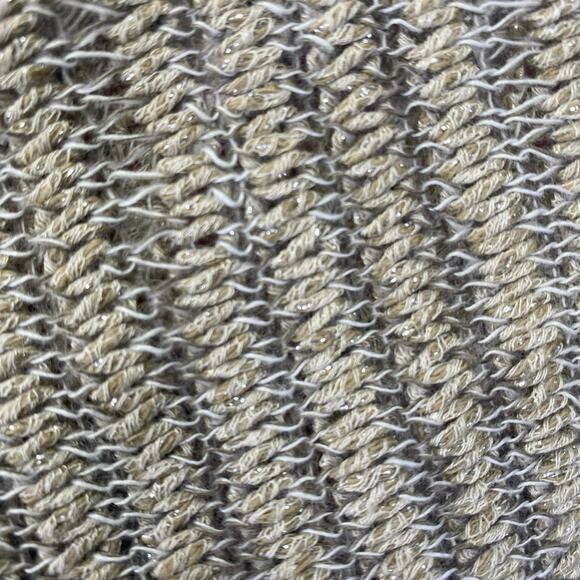 EILEEN FISHER Metallic Open Knit Sweater Beige Womens L Linen Blend Lagenlook - Picture 5 of 7